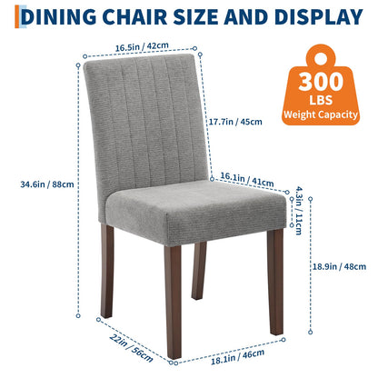 Garvee Upholstered Dining Chairs Set of 4, Button Tufted Parsons Chairs with Wood Legs and Padded Seat, Modern Fabric Side Chairs for Dining Room Kitchen Farmhouse Hotel, Gray