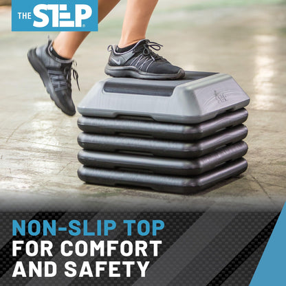 The Step Adjustable High Step Aerobic Platform with 4 Risers, Home Gym Workout Equipment, Fitness Stair Stepper Exercise Platform, Aerobic Exercise Equipment Made in the USA