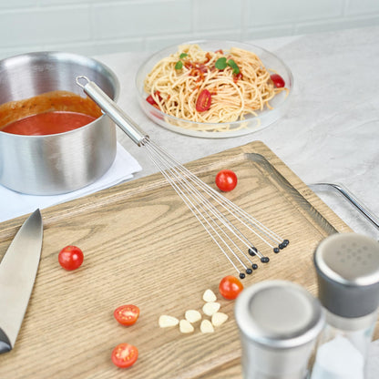 Restaurantware 12.5 in Stainless Steel Ball Whisk with Silicone Tips - German Standard Sauce & Gravy Whisk, Non-Scratch, Dishwasher Safe - Non-Stick Silicone Ball Whisk for Baking