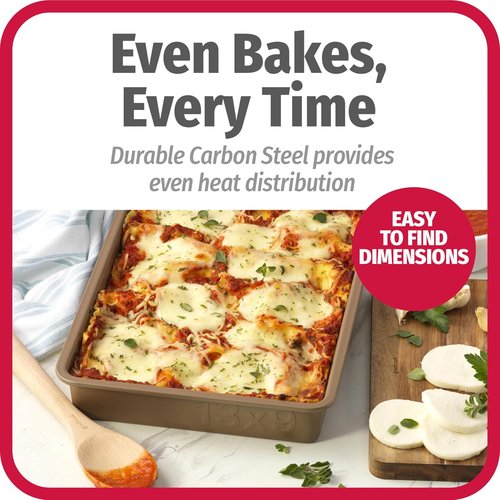 GoodCook BestBake Nonstick Bronze 9" x 13" Baking Pan - Durable Carbon Steel, Scratch-Resistant Design for Easy Cleanup