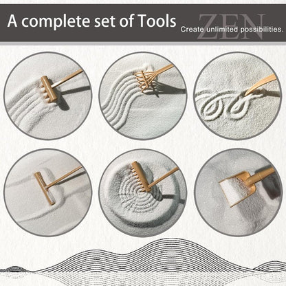 SRAYW Zen Garden Kit for Desk Decor. 11x7.5'' Beautiful Japanese Mini Zen Garden Meditation Gifts Set for Home,Office Desk＆Meditation Room.6 Tools ＆ 18 Accessories. Zen Sand Tray Therapy
