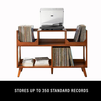 Crosley Furniture Asheville Mid-Century Modern Media Console Record Player Stand, Storage for Vinyl Records, Large, Walnut