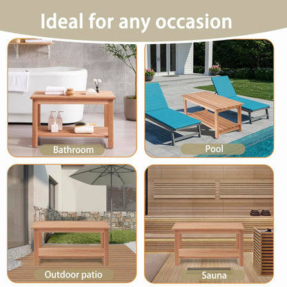 bingaai Western Red Cedar Sauna & Shower Bench 31.5" Fully Assembled – Strong, Durable, Soft-Touch, Insulating Cedar Wood Bench for Bathroom, Sauna, Indoor & Outdoor Use