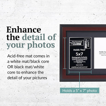 Creative Picture Frames 2 Opening Mahogany Frame with Glass for 5x7 Inch Photos, Includes 10x12-Inch Black Mat
