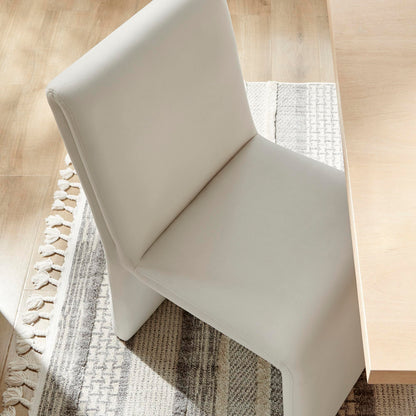 Modway Emory Upholstered Dining Side Chair in Alabaster - Single Armless Slipper Chair - Padded Performance Velvet Accent for Dining Room, Kitchen