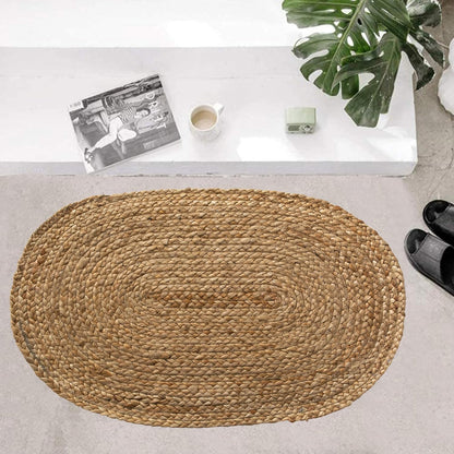 '-18x30 Inch Chardin home Hand Woven Natural Jute Braided Rug Oval | Vintage Boho Reversible Doormat for Entryway, Front