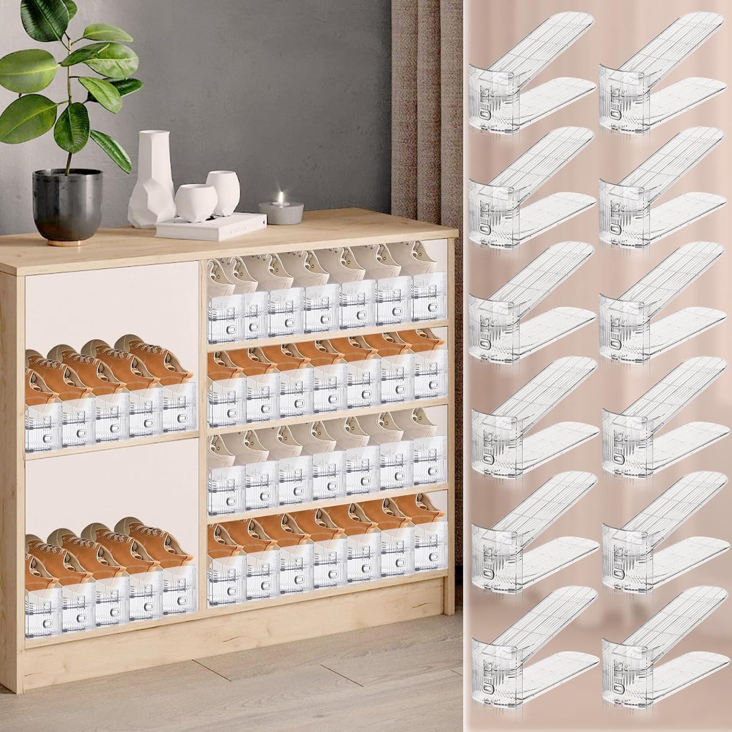 Closet,6 Pack Closet FENRUNXU Shoe Slots Organizer for Shoe Stacker Shoe Rack Organizer for Space Saver Storage Shoe