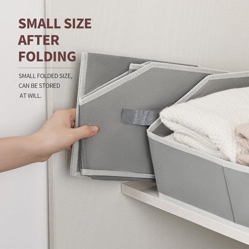 Homsorout Large Storage Bins - 6 Pack Fabric Organizing Baskets with Handles | Foldable Grey Cube Boxes for Clothes and Towels