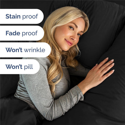 Split King Size 5-Piece Sheet Set | Comfy, Breathable & Cooling Hotel Luxury Bedding - Deep Pockets, Soft, Wrinkle-Free - Oeko-Tex Certified, Black