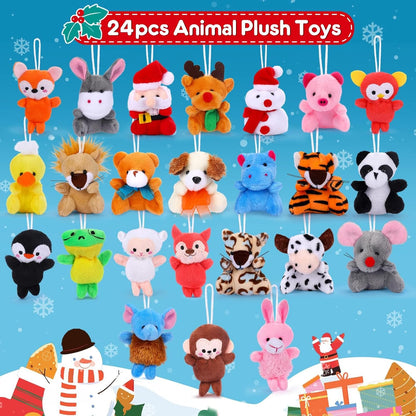 Advent Calendar 2025 - Kids' 24-Day Christmas Countdown with Mini Animal Plush Toys | Perfect Holiday Gifts