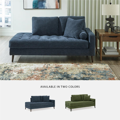 Signature Design By Ashley Bixler Classic Tufted Right-arm Facing Corner Chaise with Tapered Legs and Removable Cushions, Blue