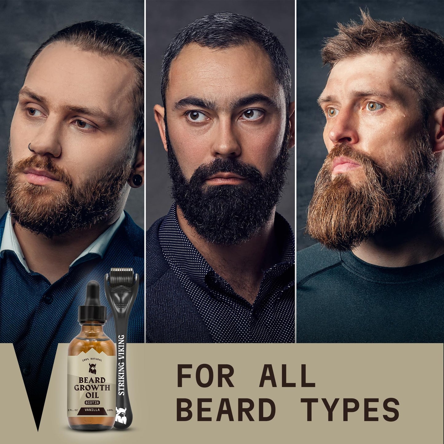 Striking Viking Beard Oil with Biotin for Men - 2 Fl Oz, 1 Pack, Sandalwood - Thickening & Conditioning Beard Growth Oil & Serum with Argan & Jojoba for Hydrated Facial Hair