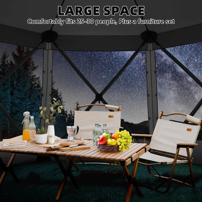 COBIZI 15'x15' Pop Up Gazebo Screen Tent Screen House for Camping, Screen Room with Mosquito Netting, Hub Tent Instant Screened Canopy with Carrying Bag and Ground Stakes, Black
