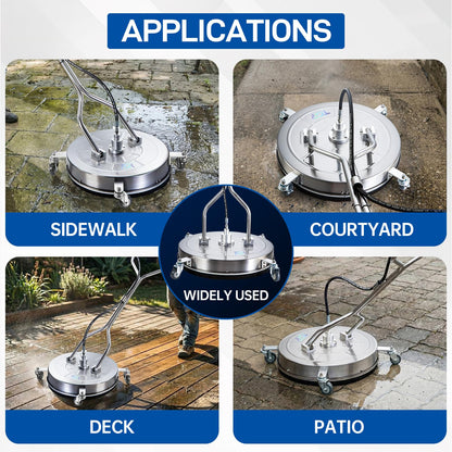TOR 24" Pressure Washer Surface Cleaner with 4 Wheels, Surface Cleaner for Pressure Washer, Stainless Steel Dual Handle Power Washer Surface Cleaner for Concrete, Driveway, Patio, Sidewalk