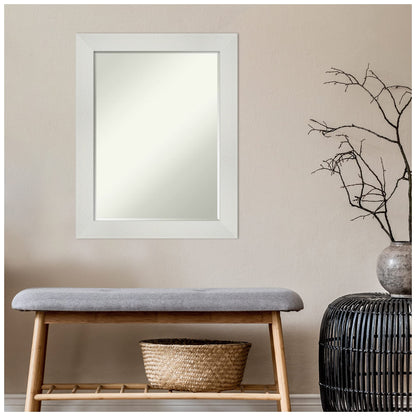 Amanti Art White Bathroom Mirror for Over Sink, 28x22 Mosaic White Rectangle Vanity Mirror, Medium Casual Frame, Hangs Horizonally and Vertically, Bathroom Wall Decor, Petite Bevel Edge