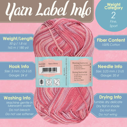 JubileeYarn Cotton Select Yarn - 50g/Skein Sport Weight - Shades of Green - 4 Skeins