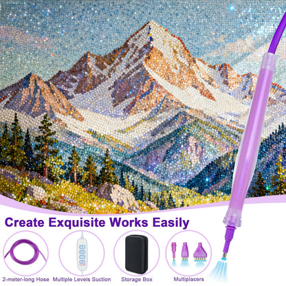 Electric Diamond Art Painting Pen with 3 Replacement Tips, Portable Storage Case & 2 Meters Tube, Ergonomic Diamond Art Pen with Adjustable Speed Setting, No Wax Needed for Faster Diamond Art