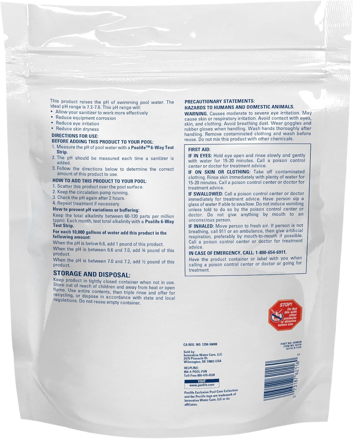 POOLIFE Swimming 5lb pH Plus for Pools & Spas - Professional Pool pH Balancer Raises pH & Alkalinity Fast - Prevents