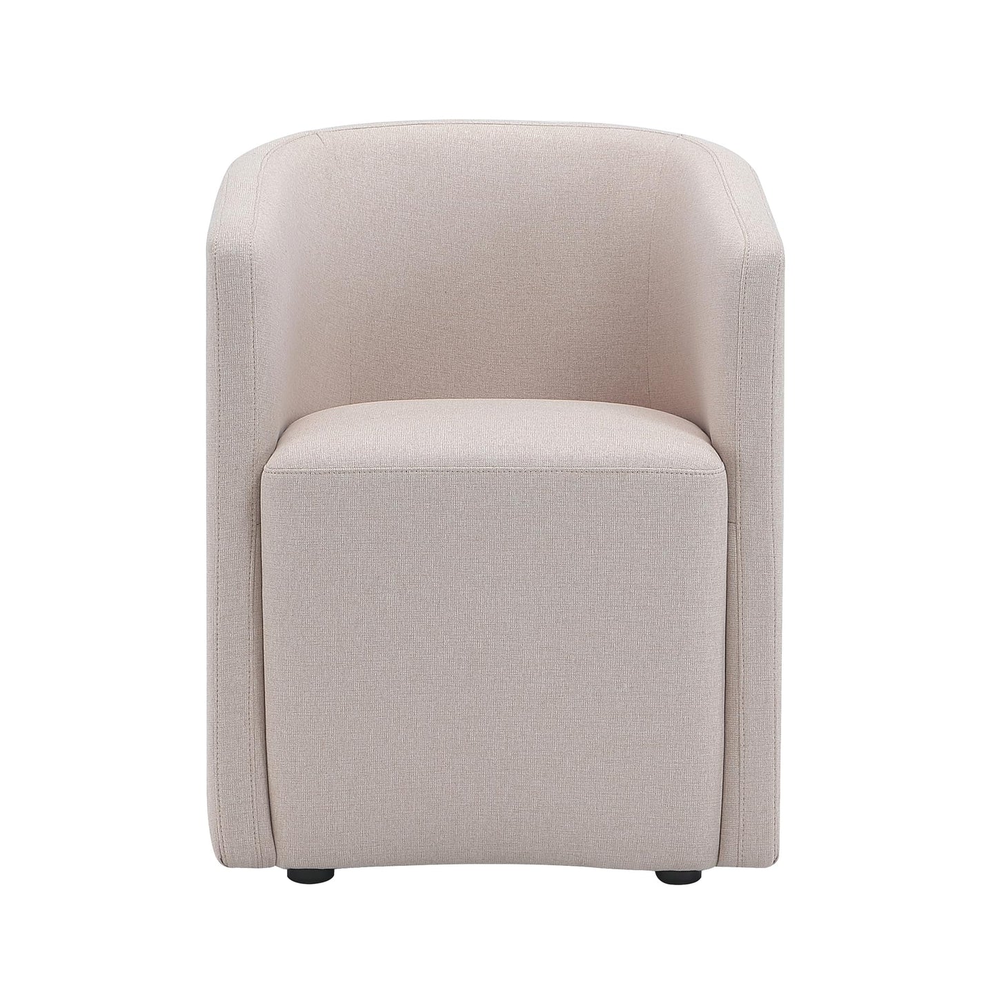 Manhattan Comfort Hearth Modern Barrel Dining Armchair, Accent Upholstered Dining Chair with Woven Fabric, Stylish Curved Back, High-Density Foam, Fully Assembled, Barley