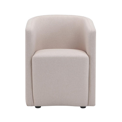 Manhattan Comfort Hearth Modern Barrel Dining Armchair, Accent Upholstered Dining Chair with Woven Fabric, Stylish Curved Back, High-Density Foam, Fully Assembled, Barley