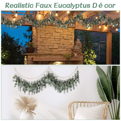 WEHYFGB Eucalyptus Wall Decor Boho Wall Decor Hanging Artificial Eucalyptus Strand Fake Plant Leaves Decoration for Bedroom Office Kitchen Home Decorations