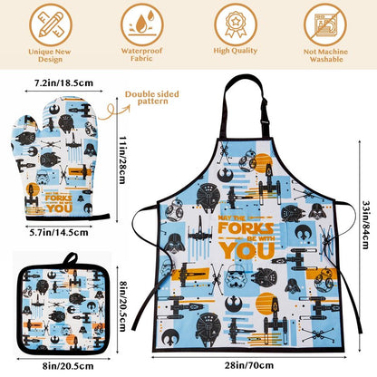 Star Gifts for Women,Home Decor,Kitchen Utensils Set,Wooden Cooking Spoons with Apron Oven Mitt Potholder for Fans,Best Birthday Wedding and Housewarming Christmas Presents 9 pcs