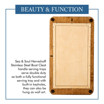 Outer Banks 3D Wood Map Nautical Decor Serving Tray & Wall Art, OBX Coastal Home Decor, Nautical Ottoman Tray, Handcrafted in The USA, 13 x 24.5-in (Distressed Coffee/Deep Blue)