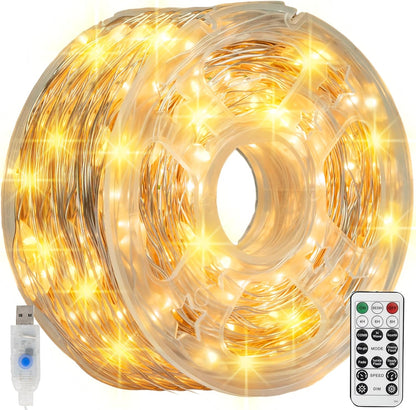 66 200 8 Dazzle Bright Fairy Lights, FT LED USB Power Photo String Lights with Remote, Modes Waterproof Dorm Lights