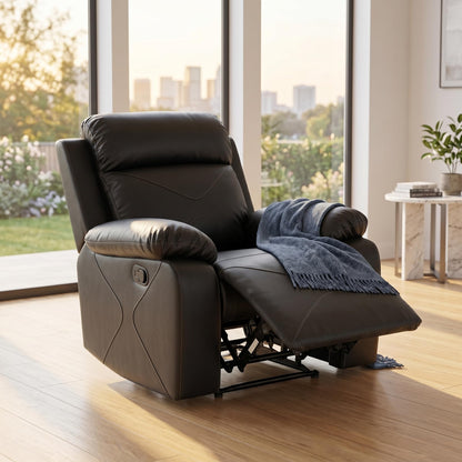 Trygoal Manual Recliner Chair, Nursery Rocking Chair, Lazy Boy Recliner Chair for Adults, Gaming Recliner wih Overstuffed Arms, Suitable for Home Theater, Living Room, Bedroom, Black