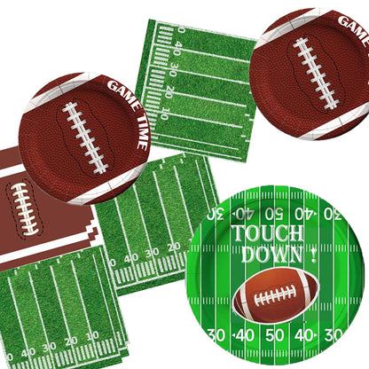 Football Party Decorations, Football Party Supplies Set Disposable Footballs Plates Tablecloth Napkins and Banner, Footballs Birthday Party Decorations