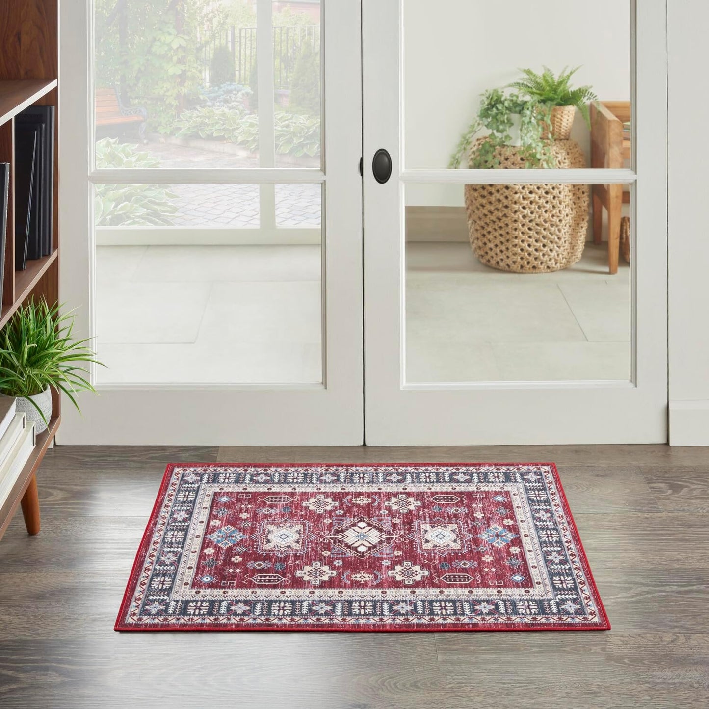Nourison Fulton Tribal Red Area Rug, 2' x 3', Easy Cleaning, Non-Shedding, Bedroom, Living Room, Dining Room, Kitchen