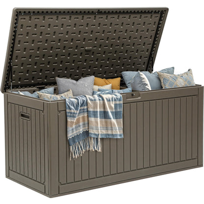 YITAHOME 320 Gallon Double-Wall Deck Box with Divider & Side Handles, Outdoor Large Storage for Patio Furniture Cushions, Garden Pool Accessories, Water Resistant & Lockable