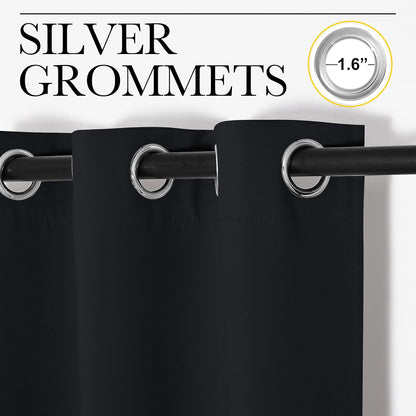 NICETOWN Blackout Curtains - Noise Reducing Thermal Insulated Drapes | 66 x 80 Inch | Black | 2 Panels