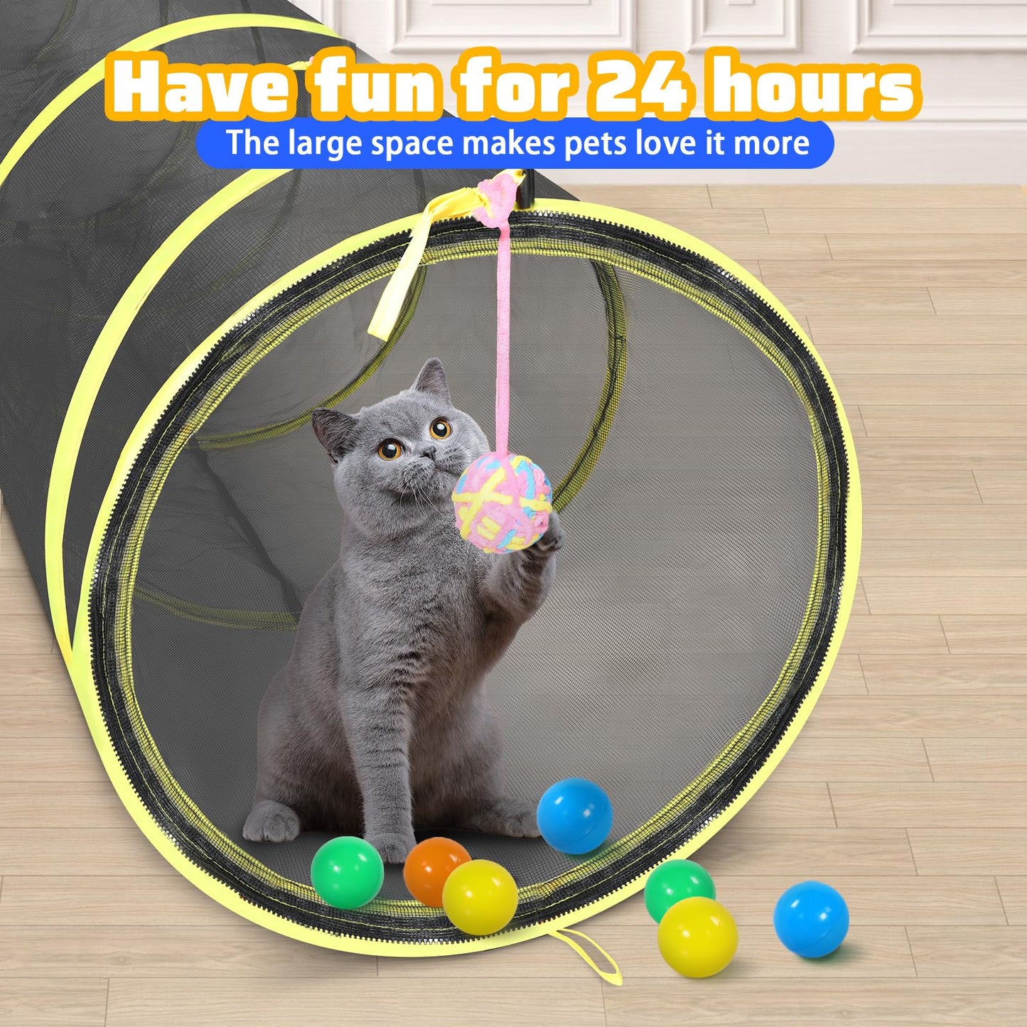 Wilwolfer 5 in 1 Cat Enclosure - Outdoor Cat Tent with Tunnel & House - Portable Pet Playpen for Cats, Puppies & Small Animals