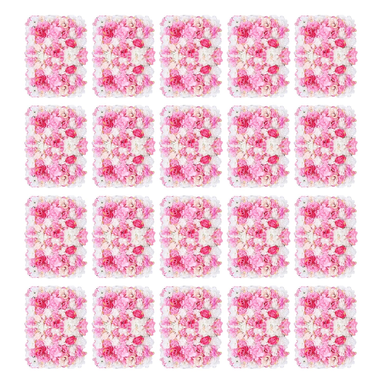 Gdrasuya10 20x Artificial Flower Wall Panels Backdrop Wedding Party Background Venue Decor