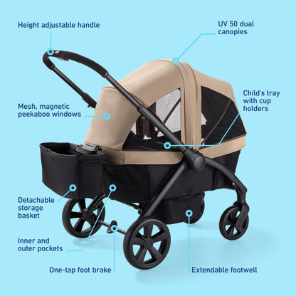 Graco Ready2Roll Stroller Wagon - All Terrain Baby Wagon Stroller for 2 Kids, Compact Foldable Wagon, Accepts Infant Car Seats