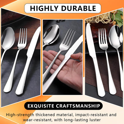 eieioo Silverware Set, Stainless Steel Cutlery Set for 2, Flatware Set Service 10 Pcs, Cutlery Utensil Sets with Knives, Spoons and Forks Sets, Mirror Polished, Dishwasher Safe (Set of 2)