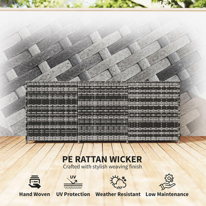 LMJITDS PE Resin Woven Outdoor Storage Chest with Waterproof Liner Enhanced Fade Protection UV Resistant Long-Lasting Durable Slate Gray