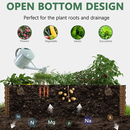 FOOWIN 4pcs 8x4x2ft Galvanized Raised Garden Bed, Planter Raised Garden Boxes Outdoor, Large Metal Raised Beds for Gardening, Garden Bed for Vegetables, Flowers, Herb,478 Gallon Capacity, Brown