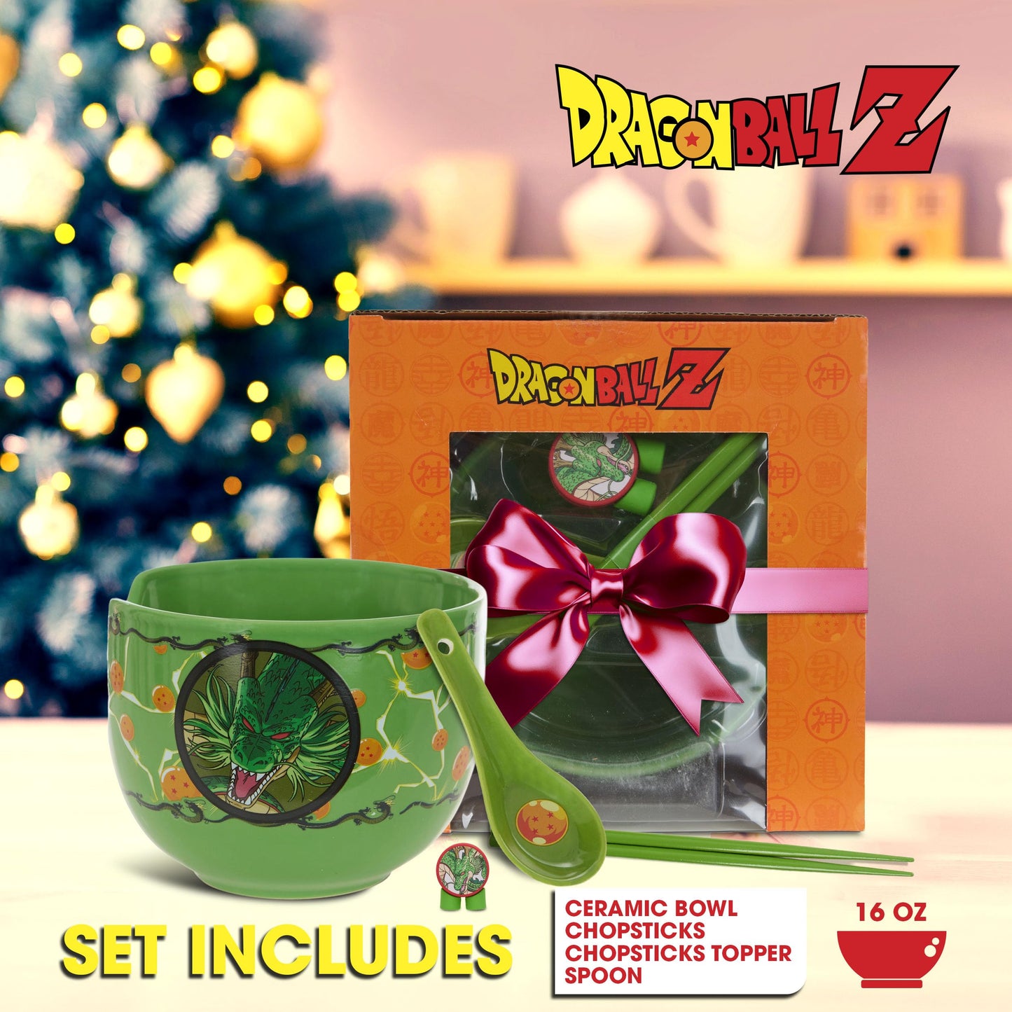 Culture Fly Dragon Ball Z Microwave Ramen Bowl Set with Chopsticks and Spoon, 20 oz Ceramic Instant Noodle Bowls with Chopsticks, Ramen Noodle Bowl, Rice Bowl Anime Gifts for Men