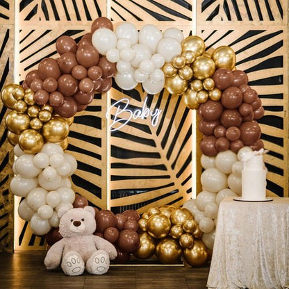 Brown Latex Balloons - 110pcs 12-Inch for Birthday Parties, Baby Showers & Weddings | Includes 2 Ribbons