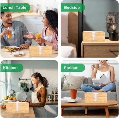 AFOROEOA Countertop 10.8'' 4'' 5'' Bamboo Paper Towel Dispenser Folded Paper Towel Holder Trifold Napkin Holder
