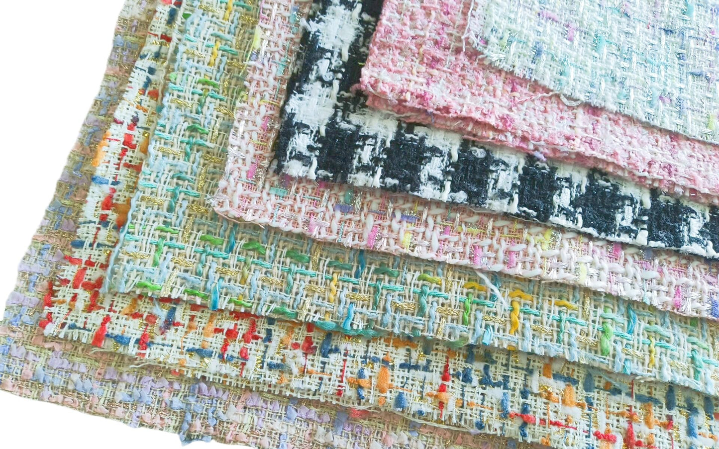 7pcs 12X12 Inches Metallic Thread Tweed Fabric Craft Bundle Squares Patchwork DIY Handmade Material Set Bundle Home Crafts Sewing Scrapbooking Quilting