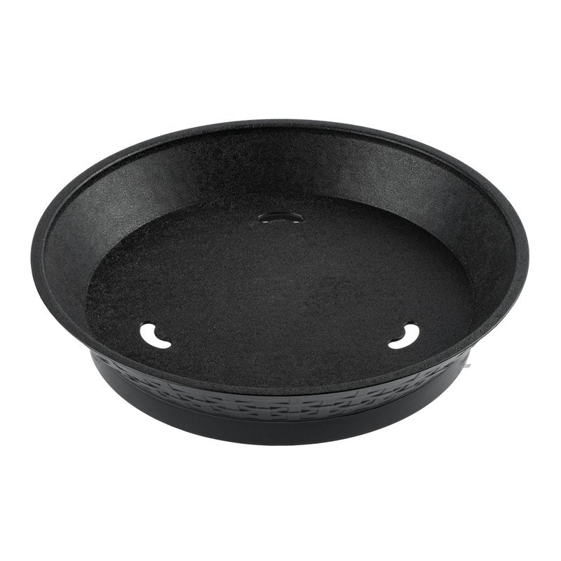 Restaurantware Round Serving Baskets 10 Pack of 12.01 x 2.36 Inch with Base Drainage Slots Microwavable Dishwashable Stackable Plastic Black Food Serving Trays for Restaurants and Catering