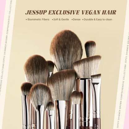Jessup Brand 25pcs Professional Makeup Brush Set Beauty Cosmetic Foundation Powder Blusher Eyeshadow Blending Highlight Concealer Natural-Synthetic Hair Brushes Set (Pearl White/Silver)