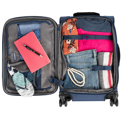 Travelpro Tourlite Softside 2-Piece Set, Expandable Luggage, 4 Spinner Wheels, Lightweight Suitcase, 21" Carry-On, 25" Checked Medium, Blue