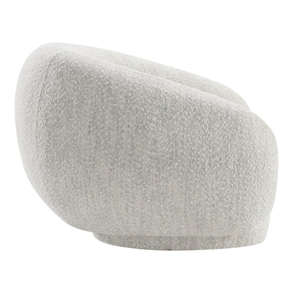 Furniture of America Corra Modern Boucle 41.7-inch Swivel Chair with 360-degree Swivel Base, Sloped Curved Backrest and Armrest for Living Room, Office, Beige