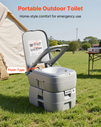 VEVOR Portable Toilet, 7.9 Gal Detachable Waste Tank & 5 Gal Flush Tank, 200 Flushes, Camping Toilet for Adults, Outdoor Porta Potty with Level Indicator, Suitable for RV Travel, Camping, Hiking