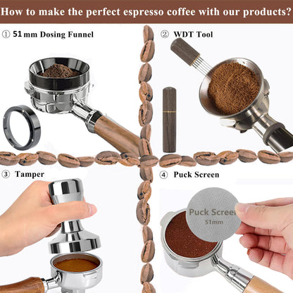 51mm Espresso Tamper Espresso Accessories Kit: Espresso Tamper Set, Coffee Tamper Espresso Tools Barista Tools | Espresso Kit Fits Espresso Coffee Machines of 51mm Portafilters