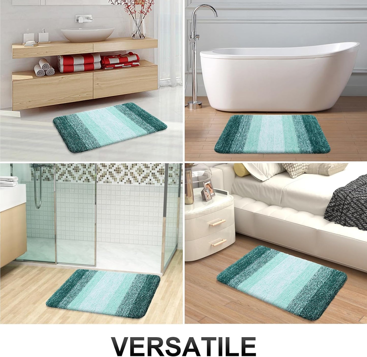 OLANLY Bathroom Runner Rug - Extra Soft Microfiber Mat with Rubber Backing | 59x24 Inches, Blackish Green